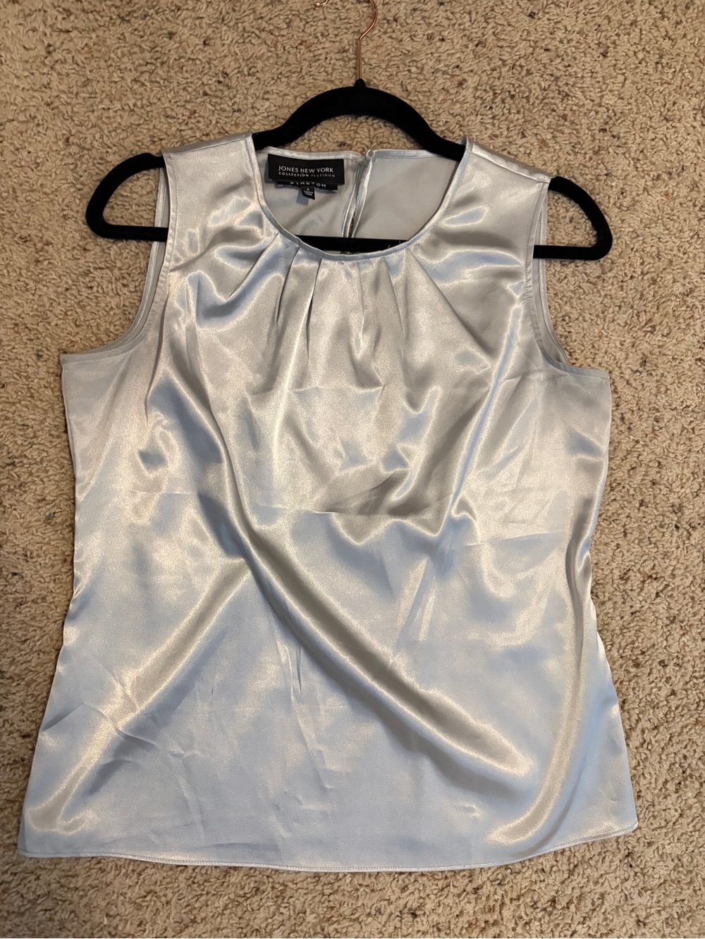 Jones New York Silver Satin Sleeveless Top
